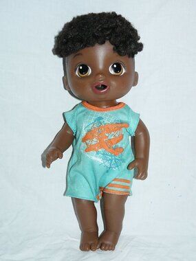 HTF Baby Alive Sweet Spoonfuls Baby Doll, African American Boy, Curly Hair, GUC